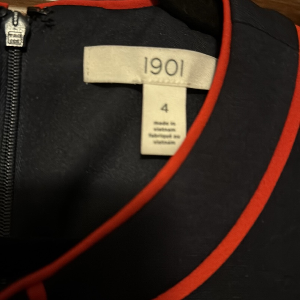 1901 Navy Dress with Red Trim and Gold Buttons - Picture 3 of 3